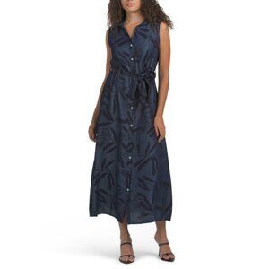 LA PICCOLA CREATIVA denim Made In Italy Sleeveless Printed Dress